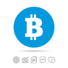Bitcoin sign icon. Cryptography currency symbol.