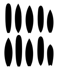 Vector surfboard illustration in flat style design Isolated on white background Color surfboard set. Sea extreme sport pattern. Vector illustration