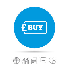 Buy sign icon. Online buying Pound button.