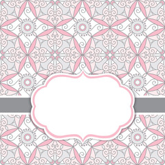 Vector Card Template with a Frame on  Ornamental Background with Space for Your Text. 