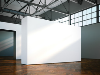Blank wall in modern museum. 3d rendering
