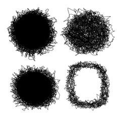 Set of shaggy vector frames. Scribble design elements. Hand drawn doodles.