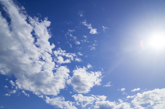 背景素材　太陽と青空と雲