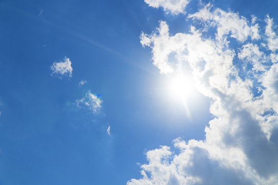 背景素材　太陽と青空と雲