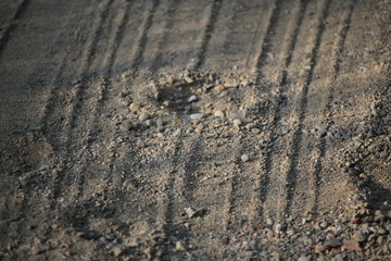 trace de roue dans le sable
