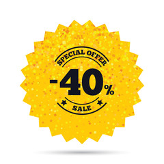 40 percent discount sign icon. Sale symbol.