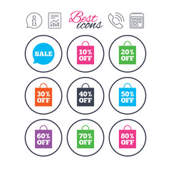 Sale discounts icons. Special offer signs.