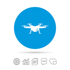 Drone icon. Quadrocopter symbol.