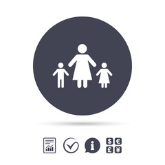 One-parent family with two children sign icon.