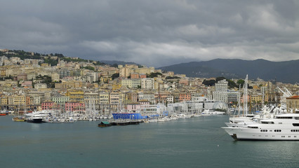 View on the port of Genoa, Italy.