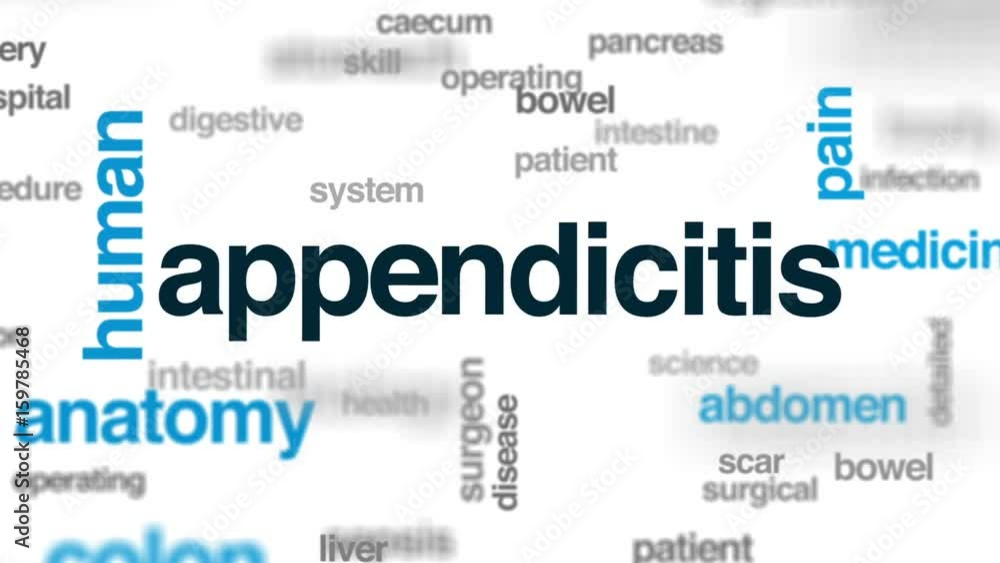 Wall mural Appendicitis animated word cloud, text design animation.