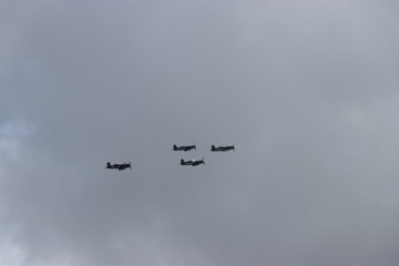Four Vought F4U Corsair  fly in formation