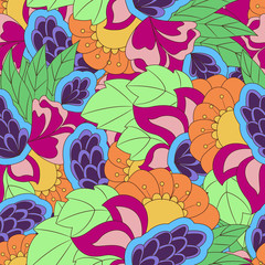 Seamless pattern with abstract flower elements