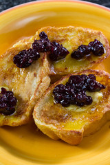 french toast with blueberry compote