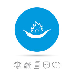 Hot chili pepper sign icon. Spicy food symbol.