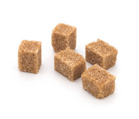 Cane sugar on white background