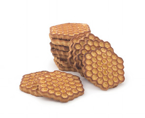 Biscuits with sugar on white background