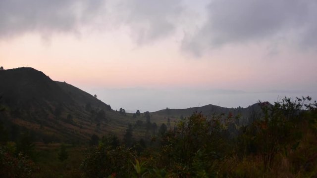 Sunrise time lapse from crater of El Chichonal volcano, Chiapas, Mexico