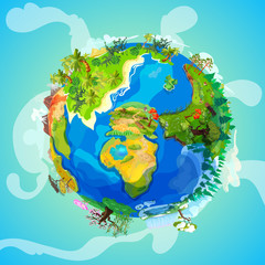Cartoon Earth Planet Light Concept