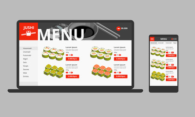 Naklejka premium Japanese Food Online Shop Concept