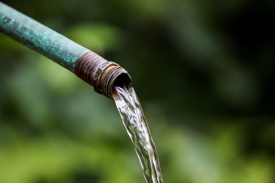 Garden water hose close up