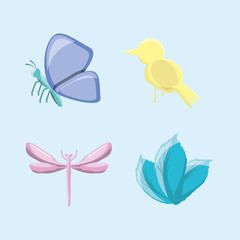 set of natural and ecology icons design vector illustration