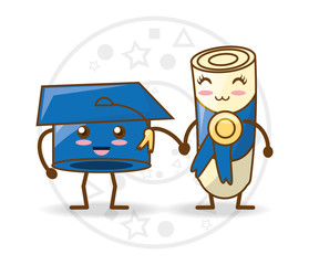 kawaii icons school tools to study education vector illustration