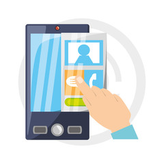 smartphone with contacts elements to talk vector illustration