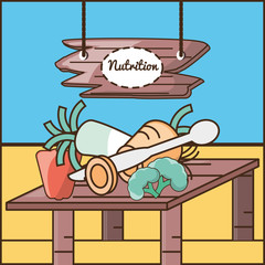 delicious healthy food with nutrition ingredients vector illustration