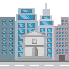 cityscape building with street metropolis vector illustration