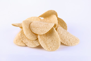 Potato chips isolated on white background