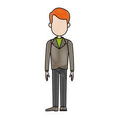 drawing cartoon man standing character male vector illustration