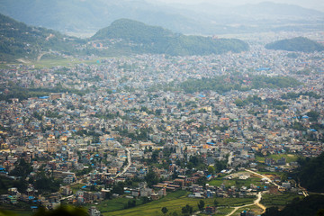 Fototapeta na wymiar High view of city, Pokhara, Nepal.