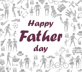 draw sketch icon set of father activity and used accessories, happy father day greeting card concept, illustration