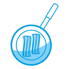pan with bacon stripes icon over white background vector illustration