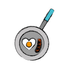 pan with egg icon over white background vector illustration