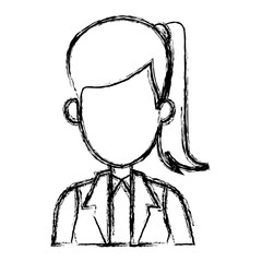 sketch woman cartoon profile girl avatar vector illustration