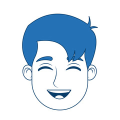 man cartoon with blue hair face portrait vector illustration