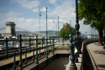 Old metall fence near Chain bridge in Budapest