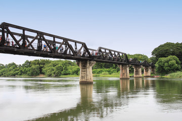 Fototapeta na wymiar Bridge on the River Kwai in Kanchanaburi province.