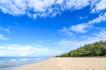 White sand and the blue sky. Rayong beach,Thailand.