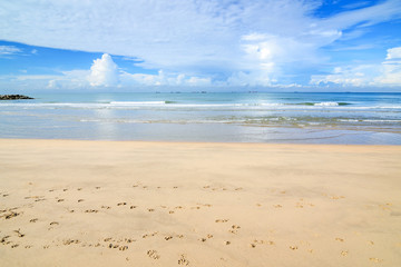 White sand and the blue sky. Rayong beach,Thailand.