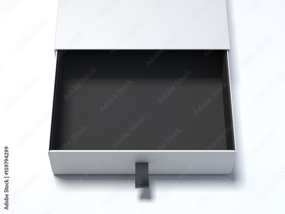 Poster white paper box with black inside. 3d rendering