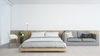 Fototapeta na wymiar 3D Rendering interior bedroom space and wall decoration 