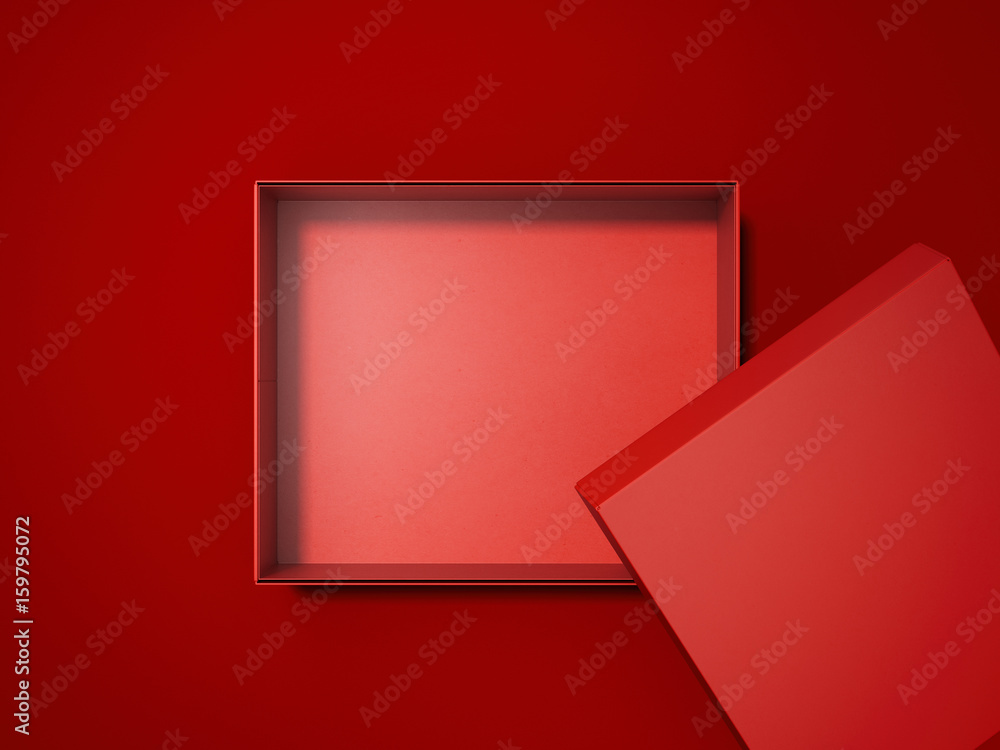 Poster red box. 3d rendering