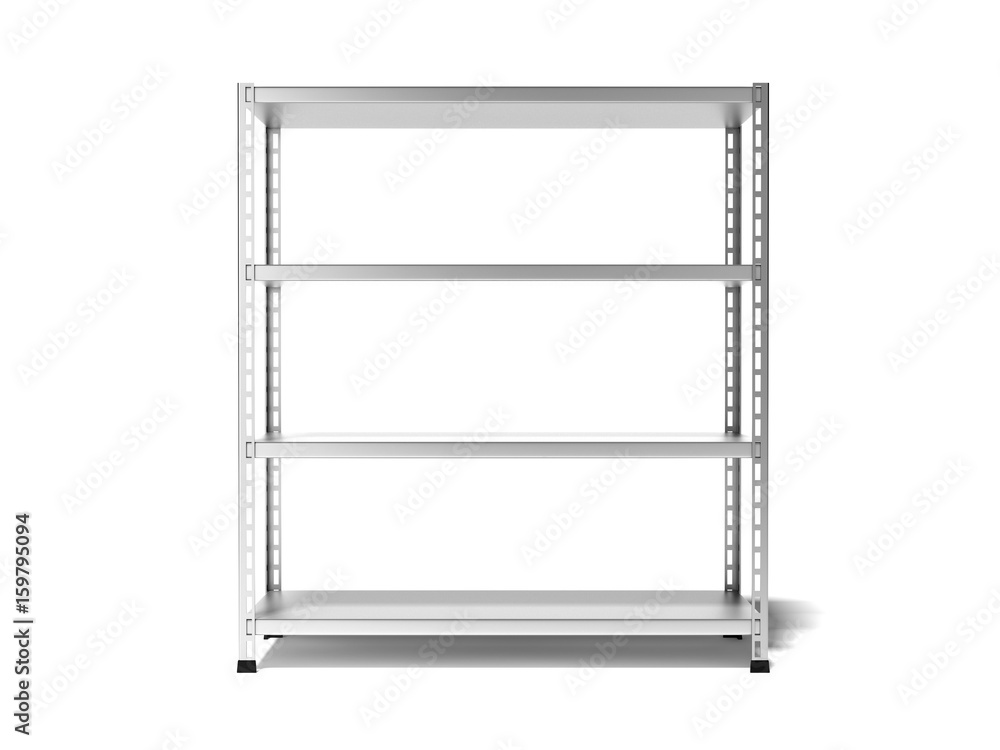Poster empty store shelving. 3d rendering