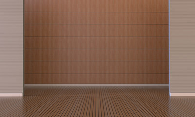 Modern Loft and wood wall with vertical stripes / 3d rendering