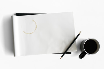 Empty Book Blank Coffee Cup Object
