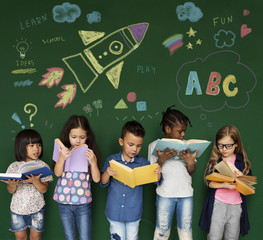 Happiness group of cute and adorable children education