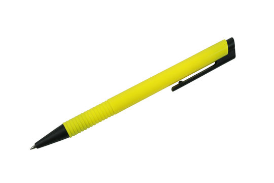 Modern yellow pen isolated on white background and have clipping paths to easy deployment.